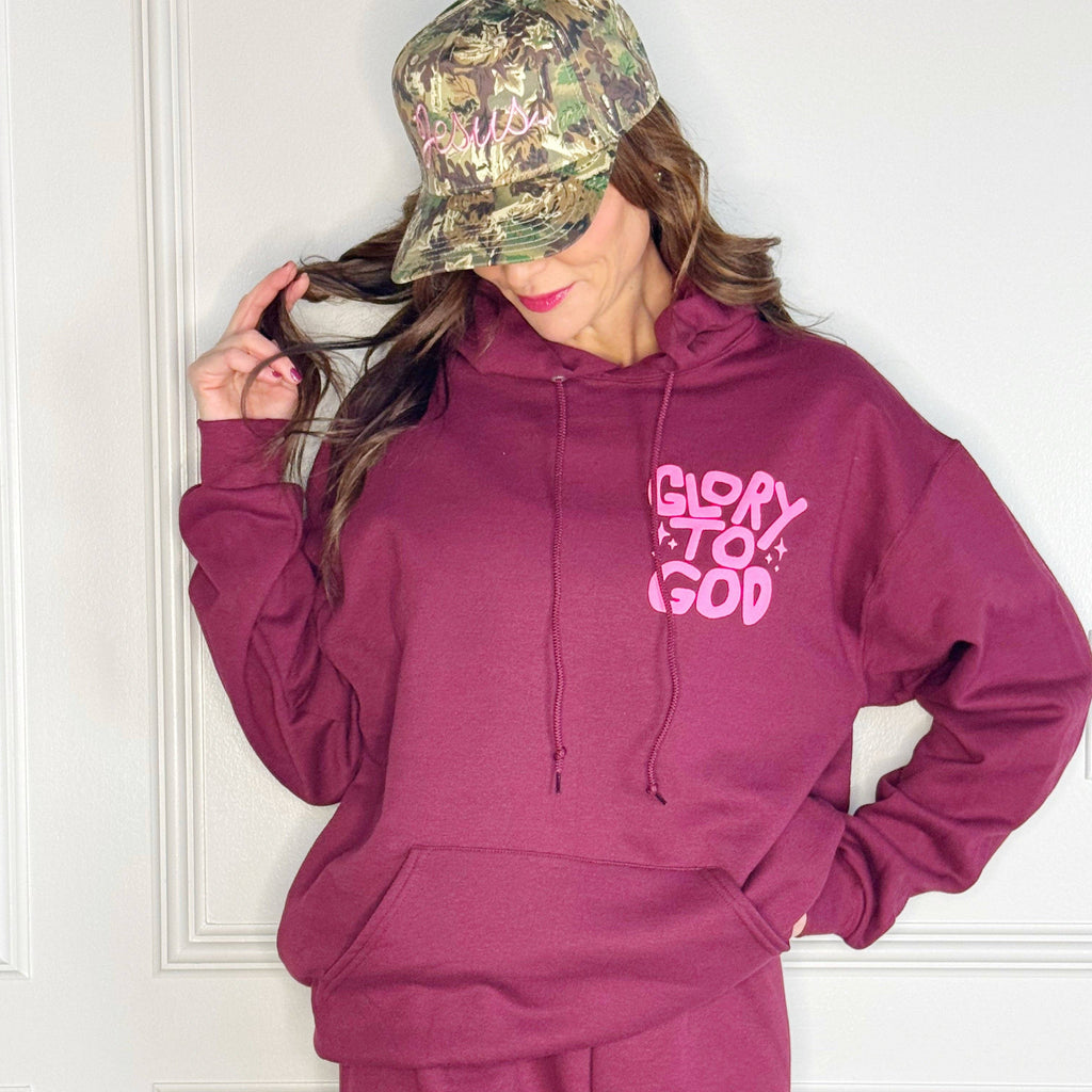 Puff Glory to God Maroon Hoodie