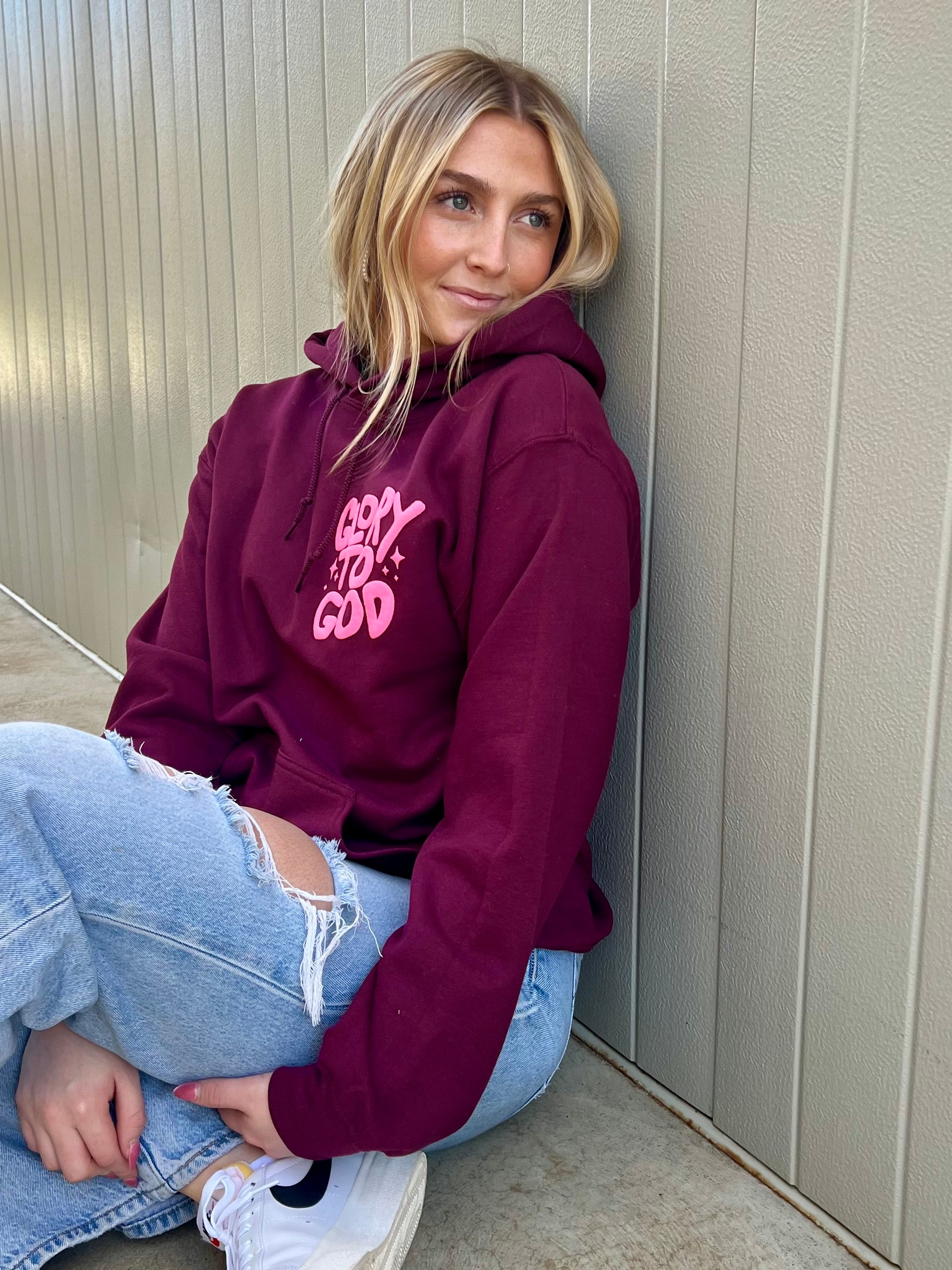 Puff Glory to God Maroon Hoodie