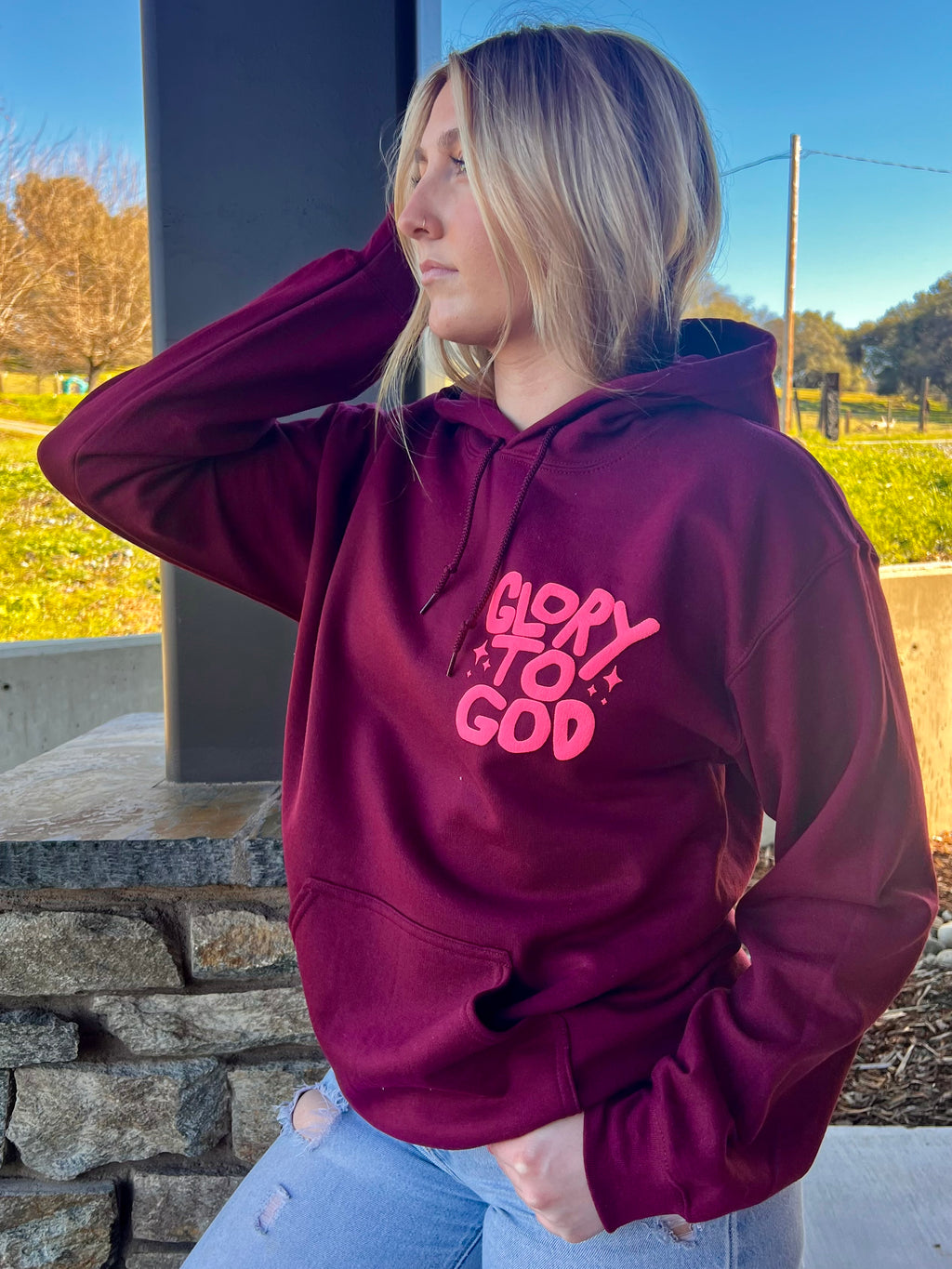 Puff Glory to God Maroon Hoodie