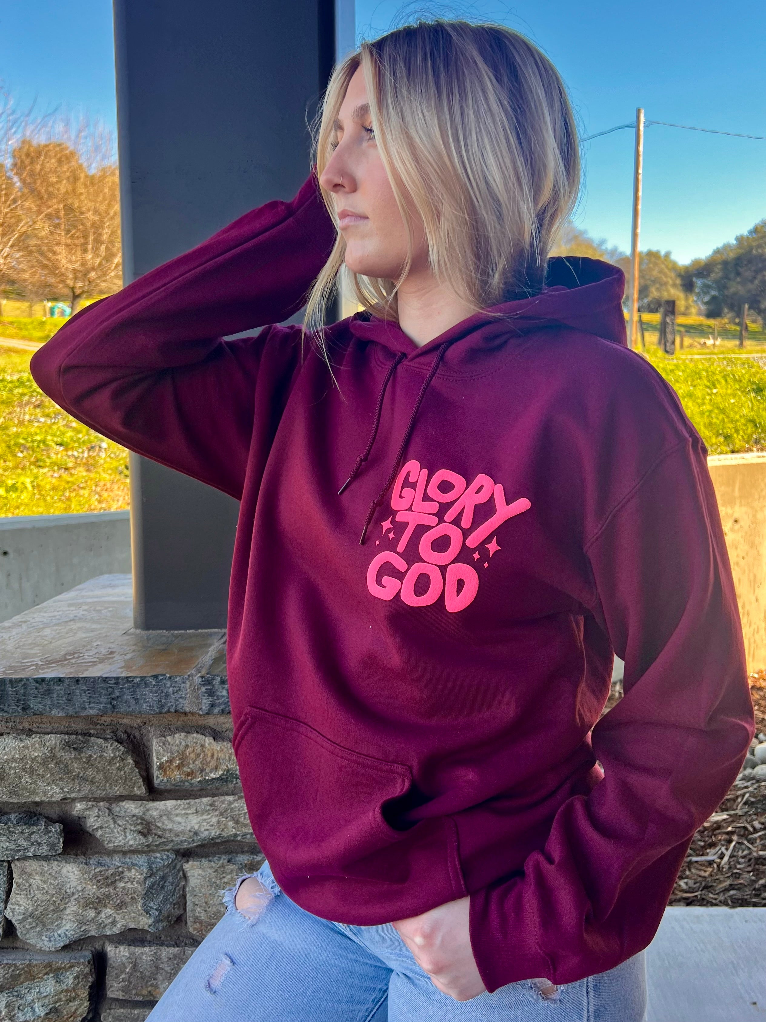 Puff Glory to God Maroon Hoodie
