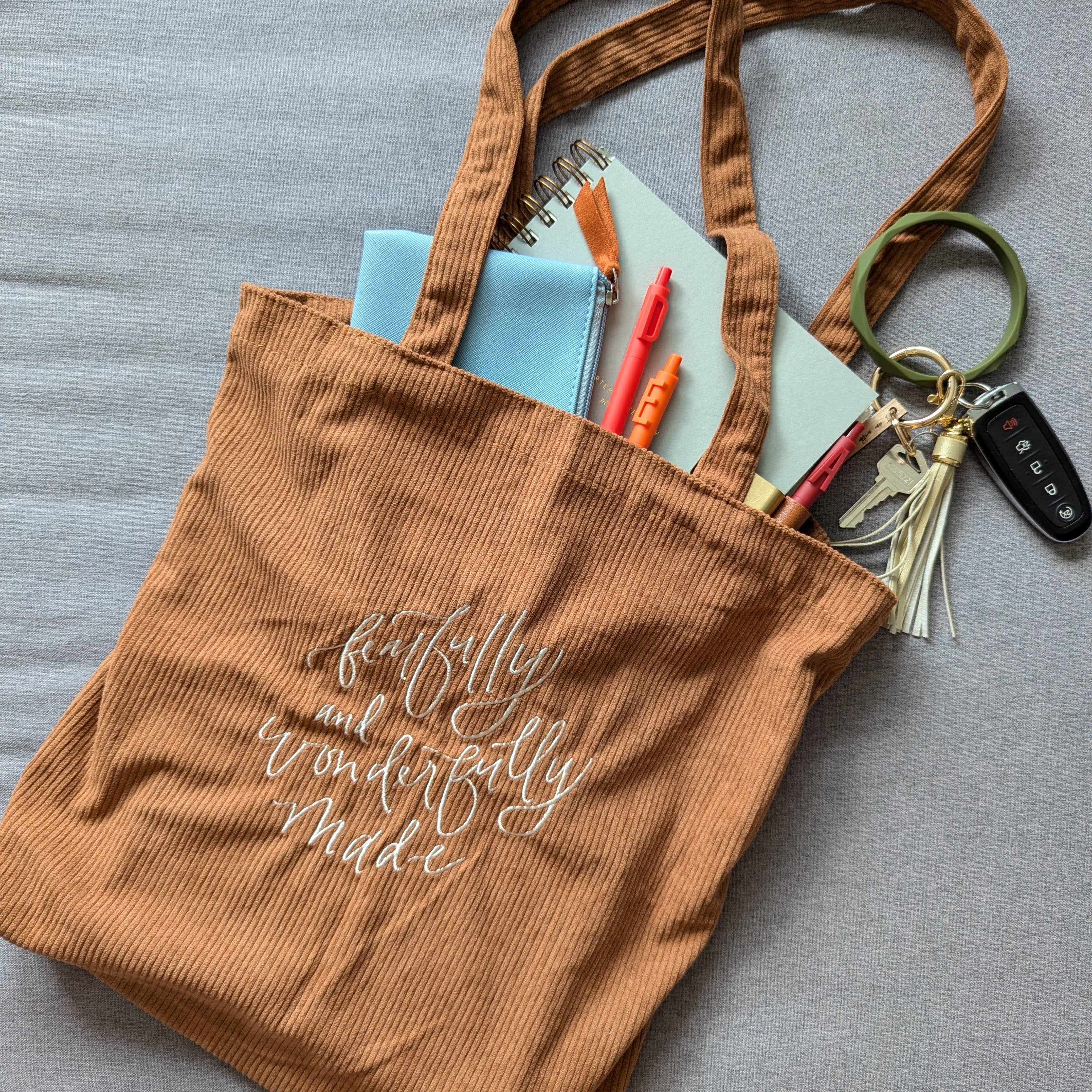 Wonderfully Made Corduroy Tote Bag