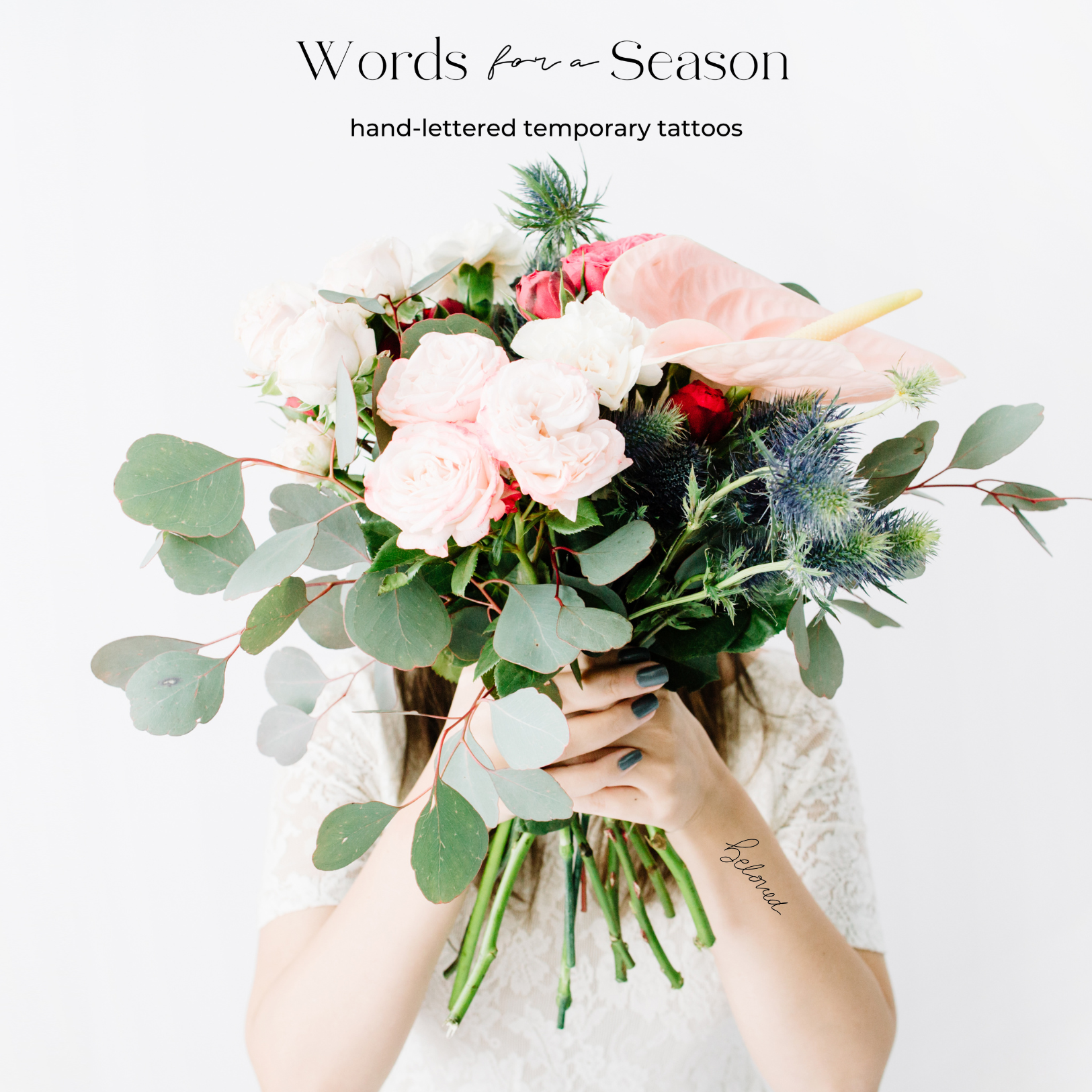 Beloved Calligraphy Temp Tattoo | Skin and Hat Tattoo