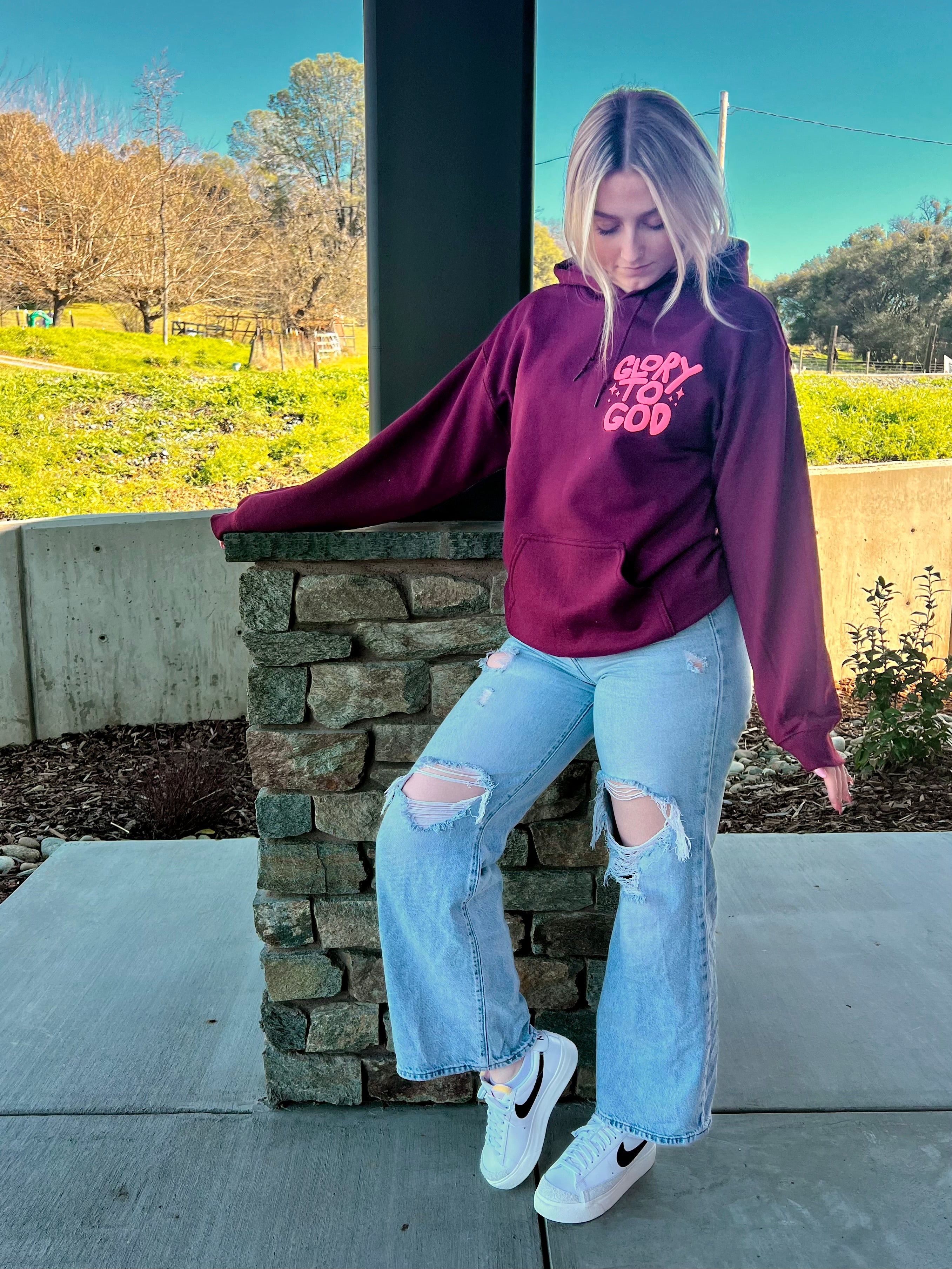 Puff Glory to God Maroon Hoodie
